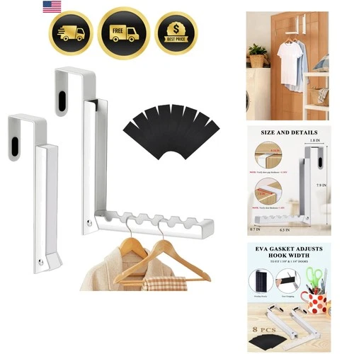 2-Pack Over the Door Hanger Hooks with Extra Anti-slip Pads for Laundry