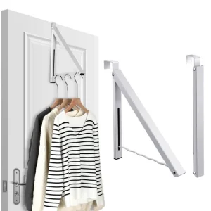 Over The Door Hanger Organizer White Foldable Retractable Drying Rack Hook 2 PC