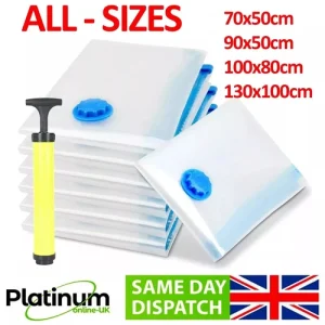 Travel Vacuum Suction Bag Save Space Shrinks Bedding Clothes Storage 4 Sizes UK