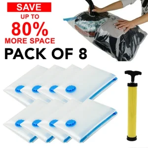 8 X LARGE SPACE SAVING STORAGE VACUUM BAGS CLOTHES BEDDING ORGANISER UNDER BED