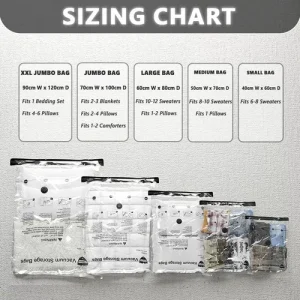 Vacuum Storage Bags for Travel For Clothes and Quilts Compression and Sealing