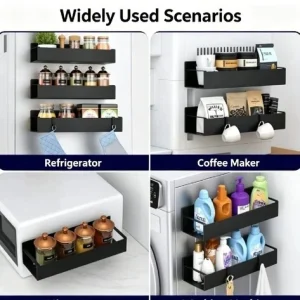 Kitchen Storage Rack - Magnetic Side Shelf for Refrigerator - 2pcs Set