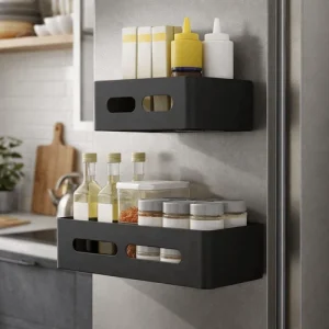 Magnetic Refrigerator Side Storage Rack Space Saving Side Hanging Basket Kitchen