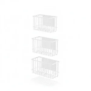 Magnetic Refrigerator Organizer Basket Kitchen Storage Shelf White