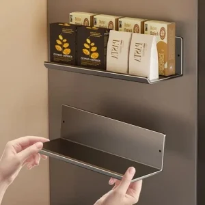 Kitchen Storage Rack - Magnetic Condiments Shelf for Refrigerator - Easy Install