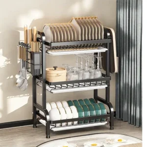 LARGE 3 tier over sink steel Metal dish rack kitchen organizer