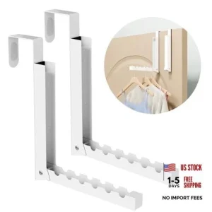 Over The Door Hanger Folding Clothes Drying Rack - Folding Hanging Coat - White